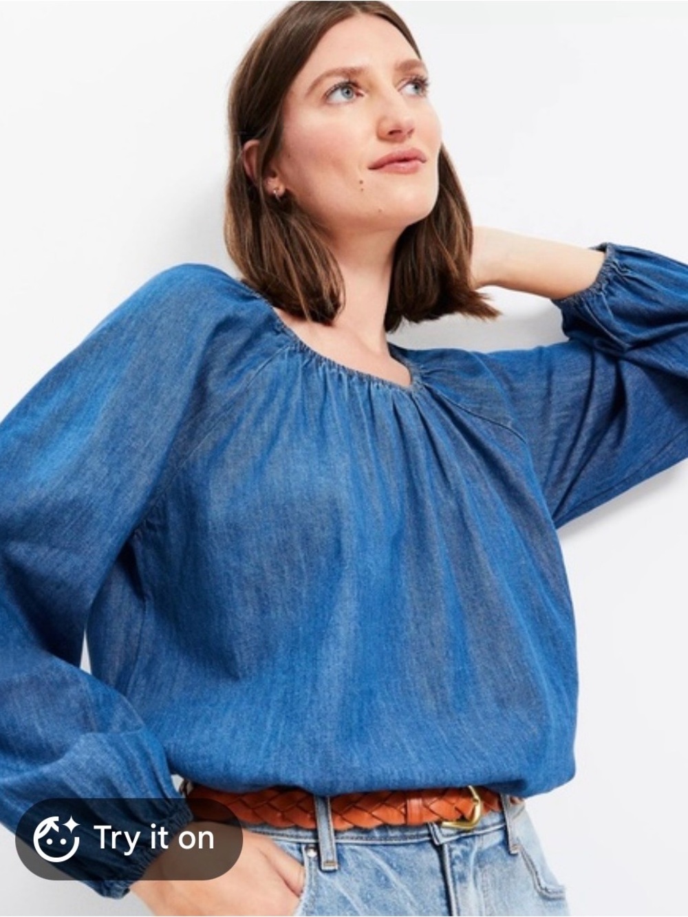 Loft Blue Peasant Blouse - Women's Relaxed Top